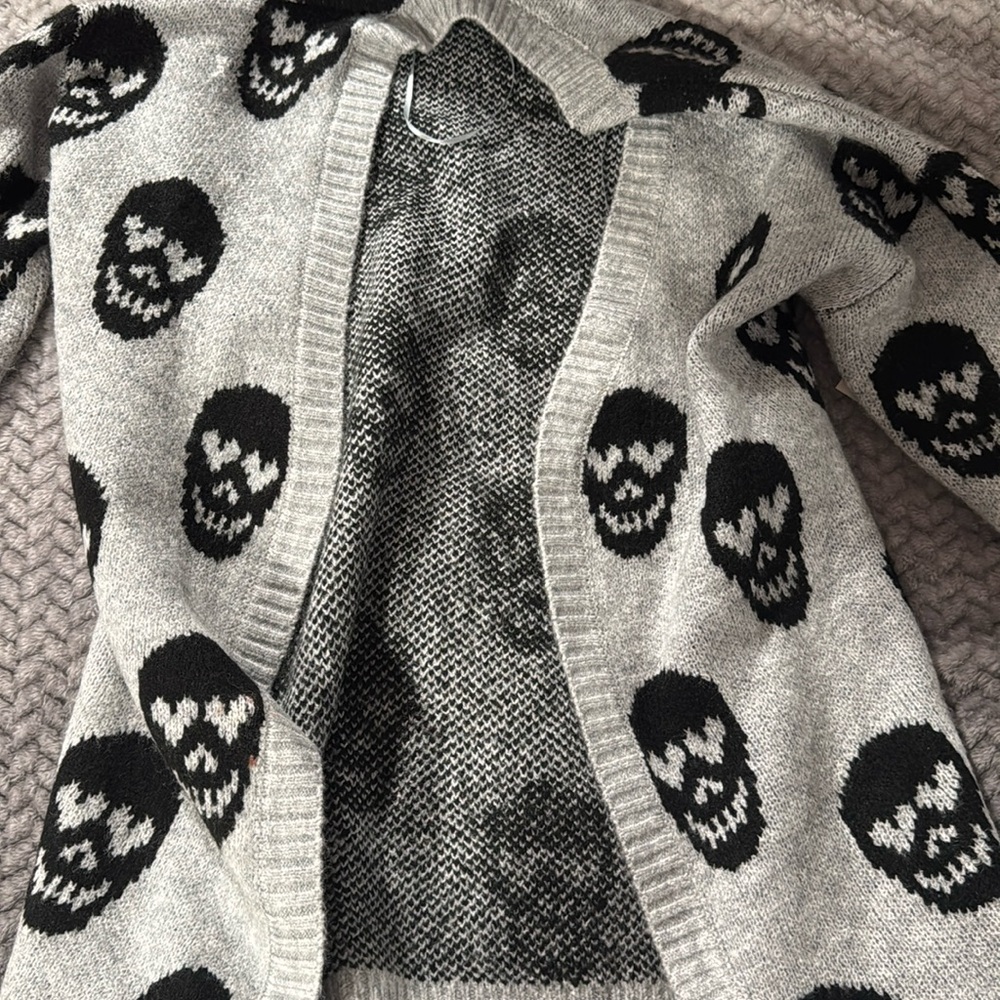 Grey & Black Skull Cardigan